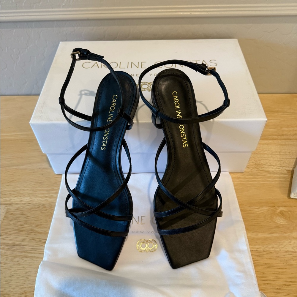 Caroline Constas Size 37.5 Elegant Black Morgan Strappy Sandals